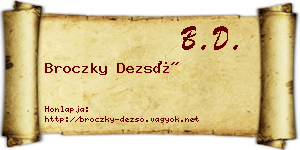 Broczky Dezső névjegykártya